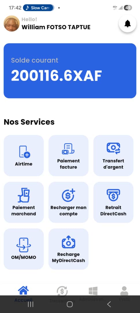 MyDirectCash Mobile - accueil et services